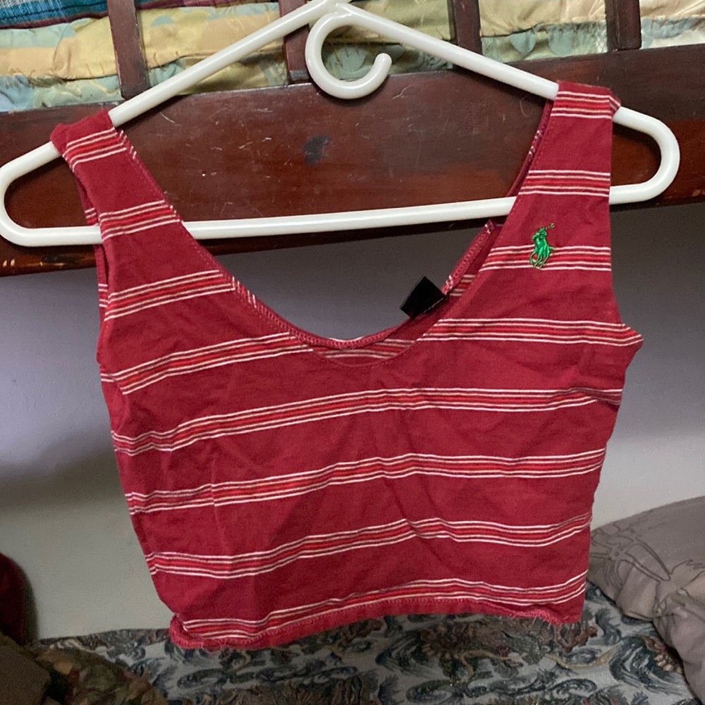 Red striped crop top